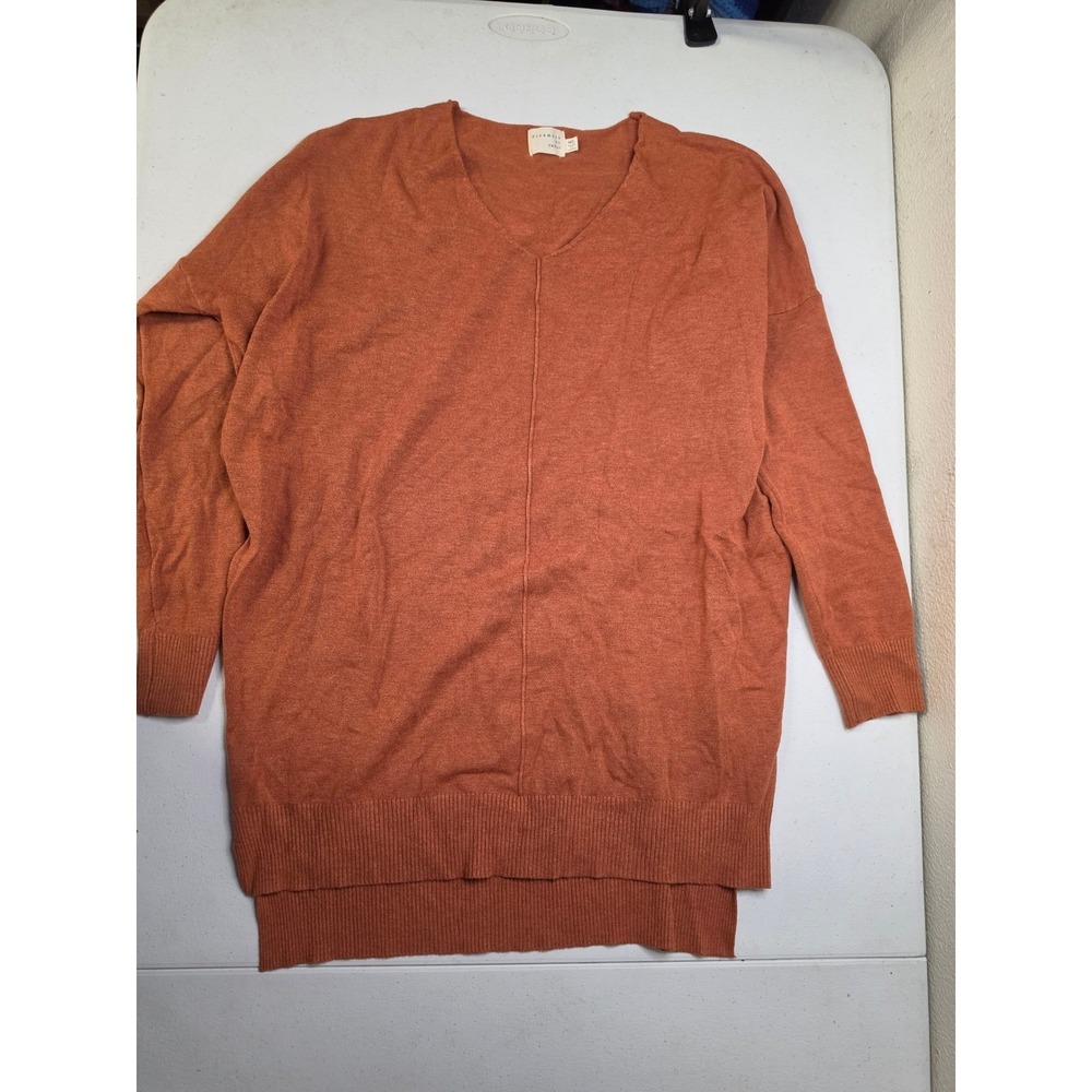 Dreamers by Debut Womens V-Neck Oversized Sweater Rust Orange M/L